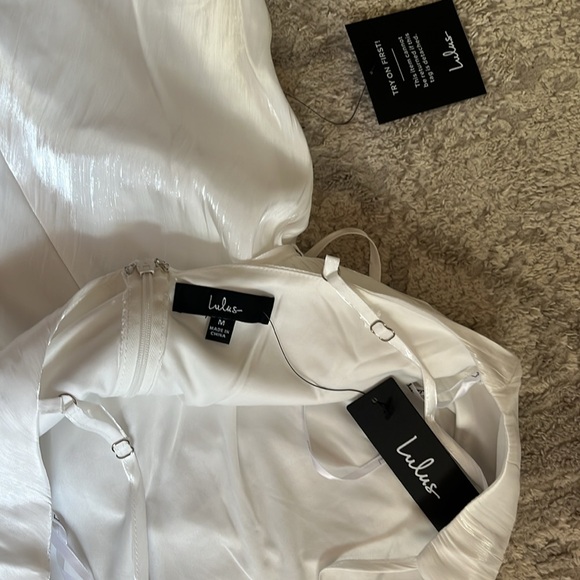 NWT Exceptionally Chic White Bias Cut Lurex Slip Midi Dress- Medium - Picture 5 of 5